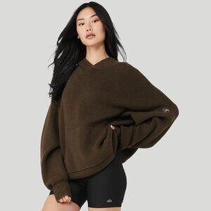 ALO YOGA Scholar Hooded Sweater in Espresso SIZE Small